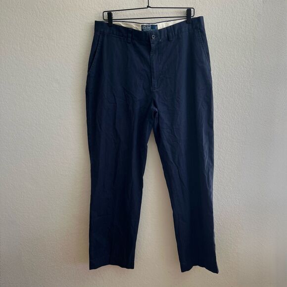 POLO RALPH LAUREN Navy Blue Prospect Pant Cotton Straight Leg Pants Mens 34/30 - Picture 1 of 9